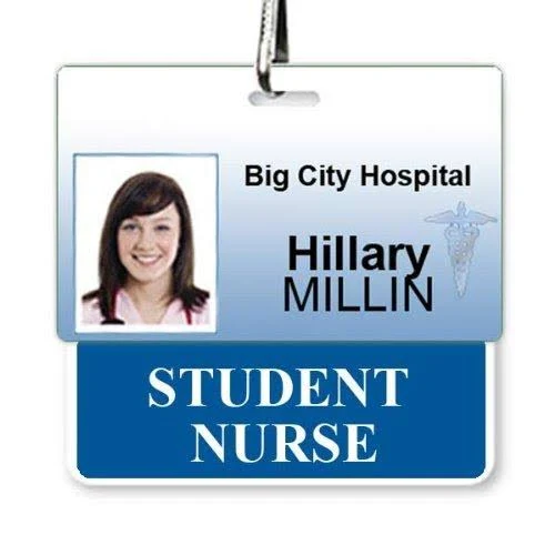 Student Nurse Badge Buddy - Heavy Duty Horizontal Badge Buddies for Student Nurses Spill & Tear Proof Cards - 2 Sided USA Printed Quick Role Identifier ID Tag Backer by Specialist ID (Blue)