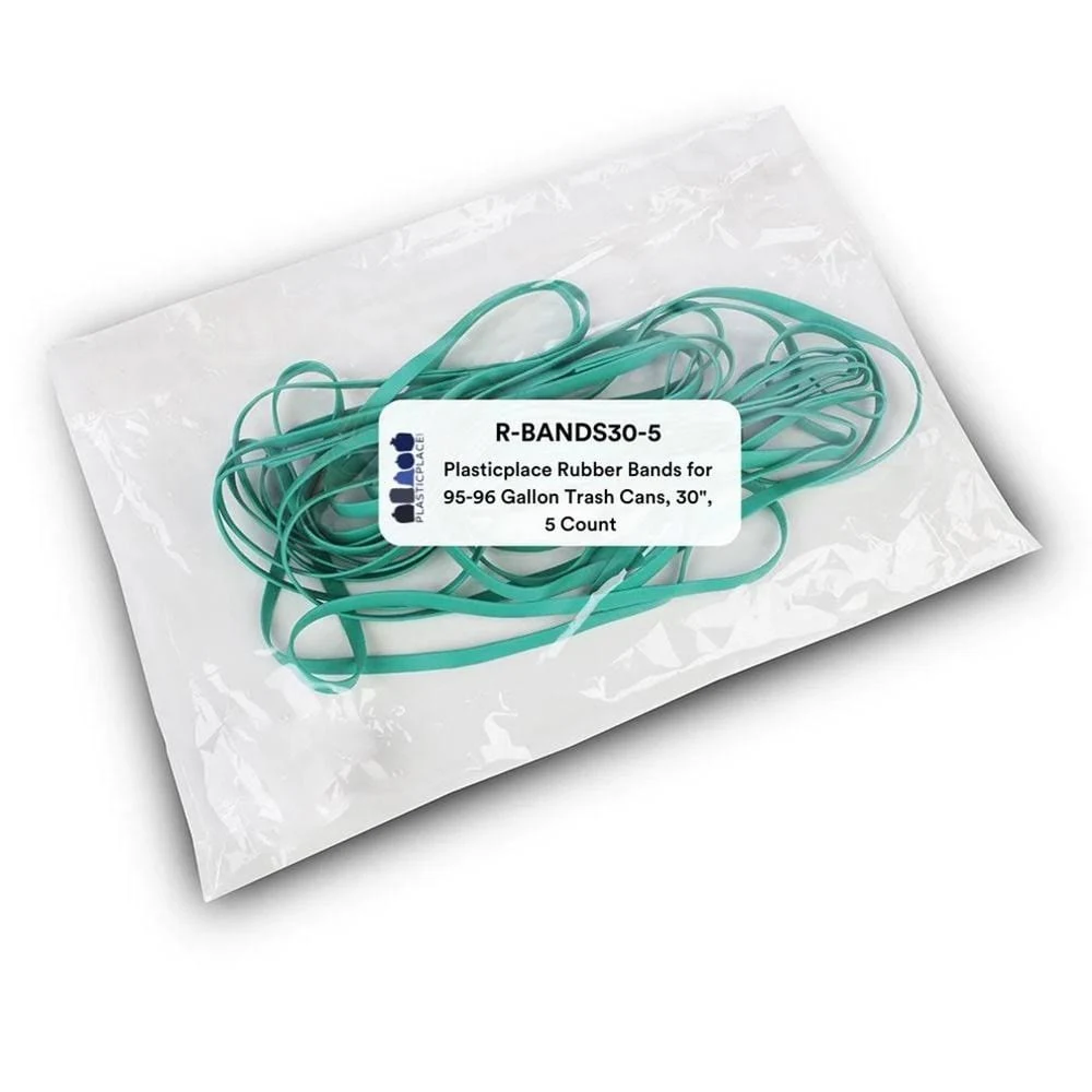 Plasticplace Rubber Bands for 95-96 Gallon Trash Can - 5 Pack, Green