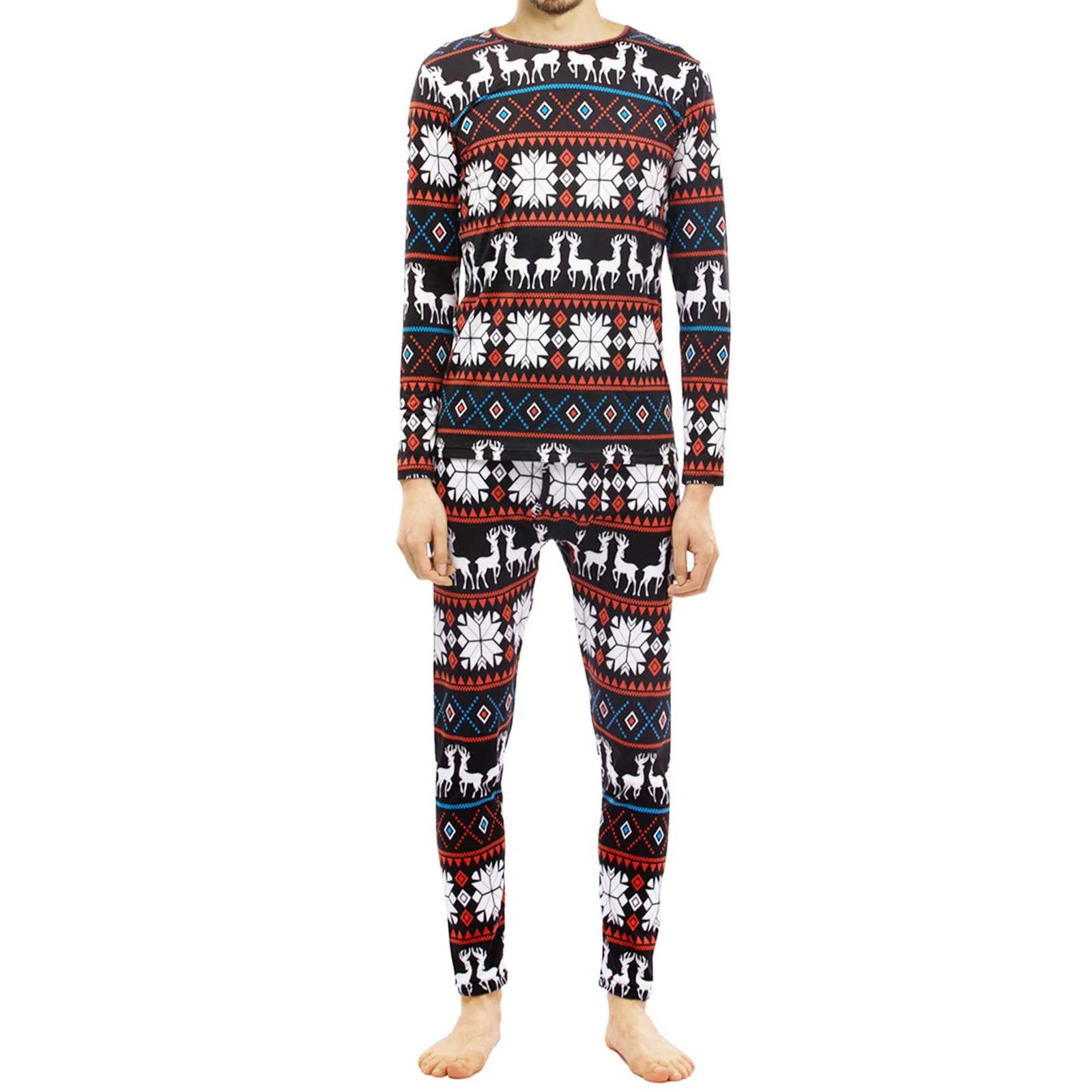 ViCherub Thermal Underwear for Men Fleece Lined Long Large, Christmas Design 