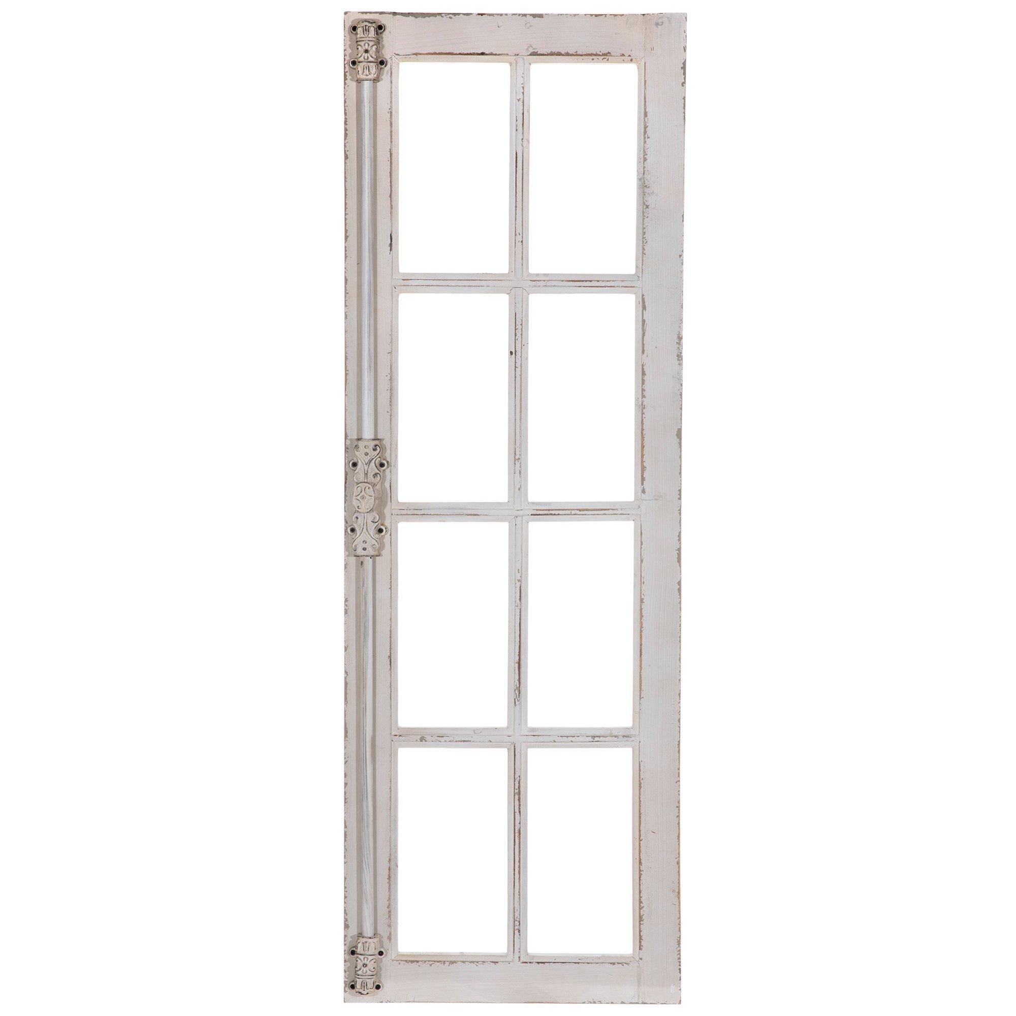 Distressed White Window Wood Wall Decor