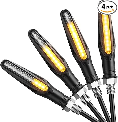 Justech 4pcs Universal Flowing Waterproof Motorcycle Motor Bike LED Turn Signal Indicator Amber Light