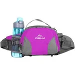 Hiking Fanny Pack Waist Bag with Water Bottle Holder for Men Women Outdoors Walking Running Lumbar Pack Fit iPhone iPod Samsung Phones (Purple004)