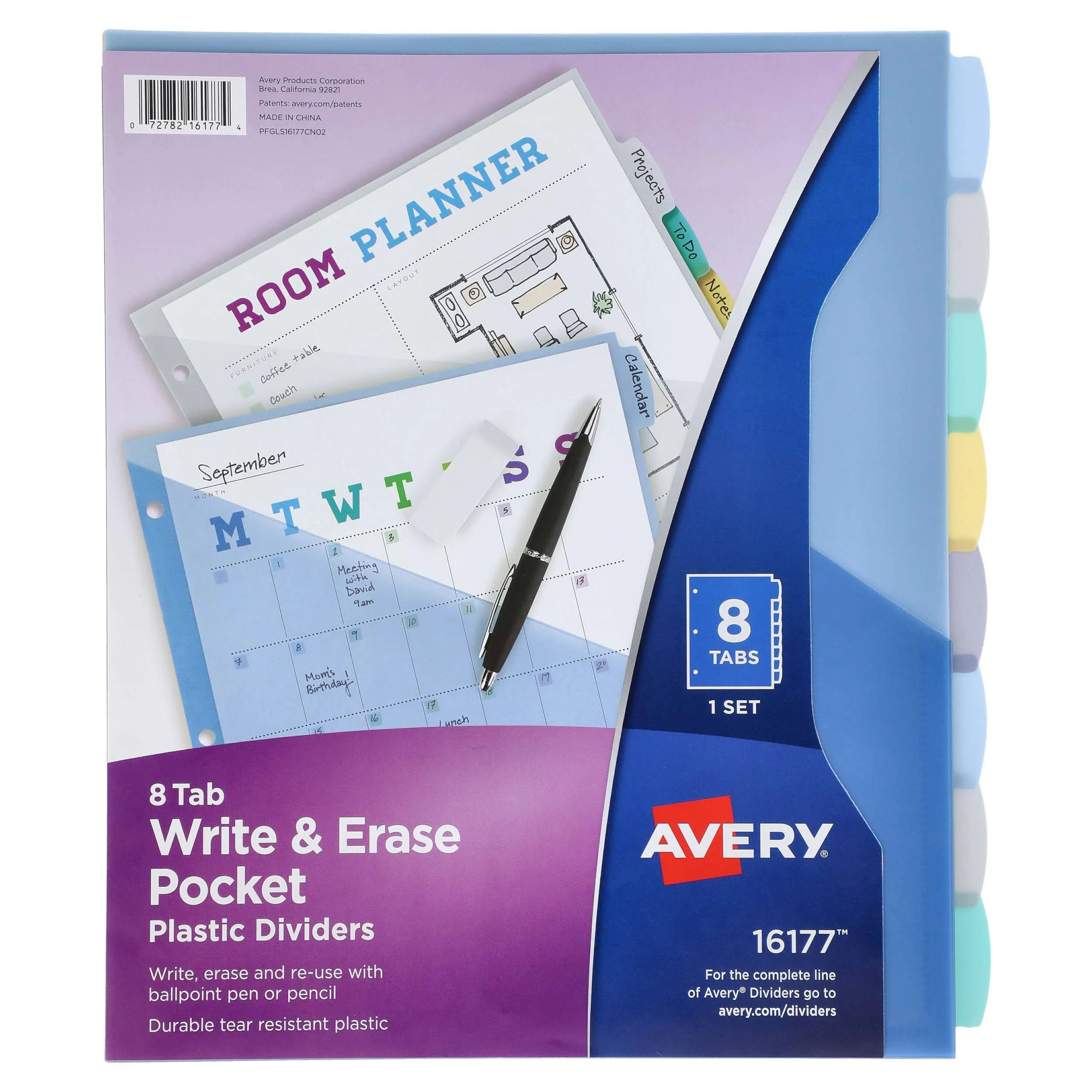 Avery Write & Erase Pocket Plastic Dividers