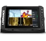 Lowrance Elite FS Fish Finder with Active Imaging 3-in-1 Transducer, Preloaded C-MAP Contour+ Charts and Protective Cover Bundle