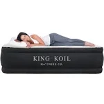 King Koil Luxury Air Mattress Queen with Built-in Pump for Home, Camping & Guests - 20” Queen Size Inflatable Airbed Luxury Double High Adjustable Blow Up Mattress, Durable - Portable and Waterproof