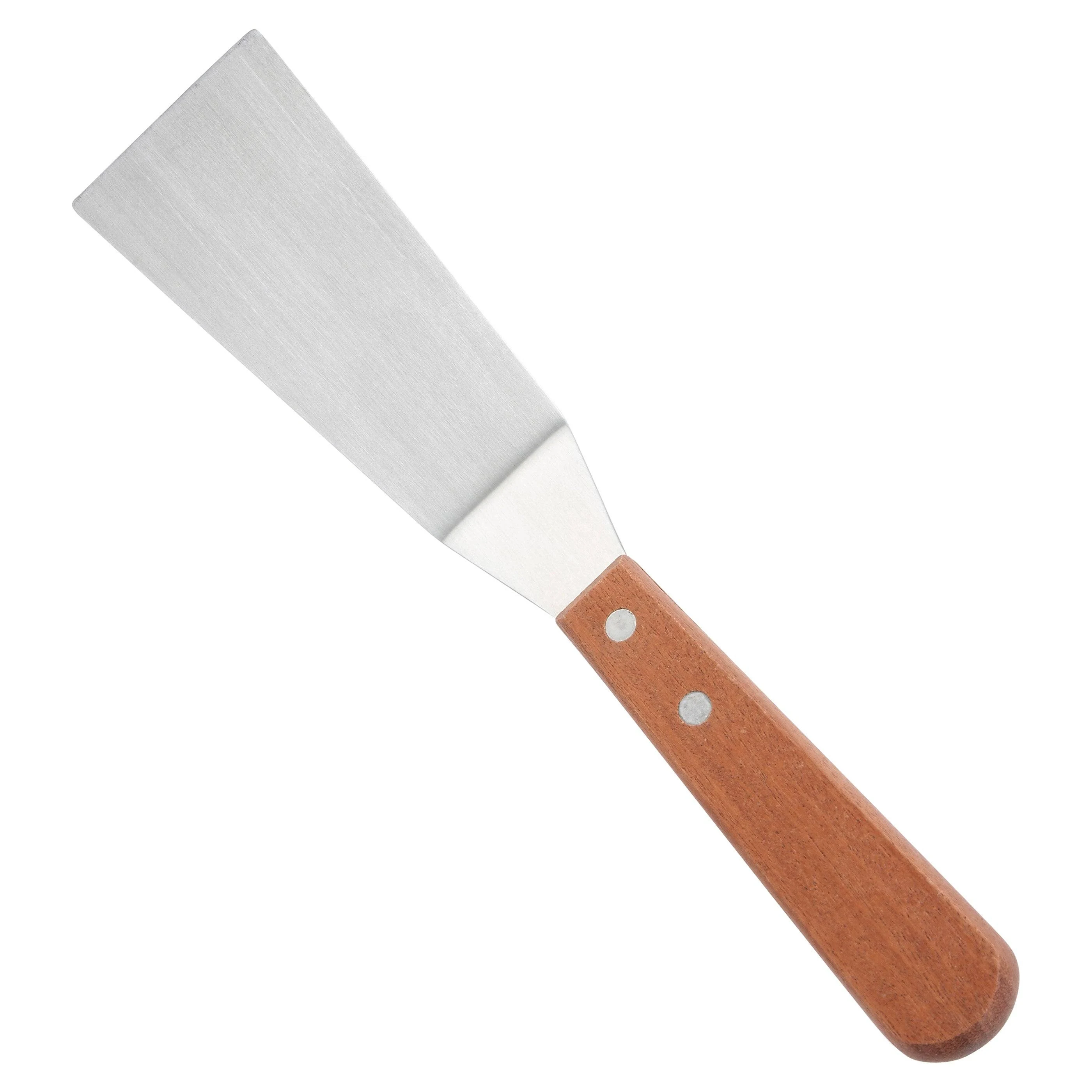 Winco TN165, Offset Grill Spatula with 5.5x2.5-Inch Blade and Wooden Handle