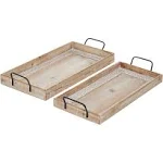 Zimlay Set of 2 Brown Wood Boho Style Tray 43373