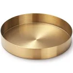 IVAILEX Round Gold Tray Stainless Steel Jewelry Make Up Candle Plate Decorative Tray (7 inches)