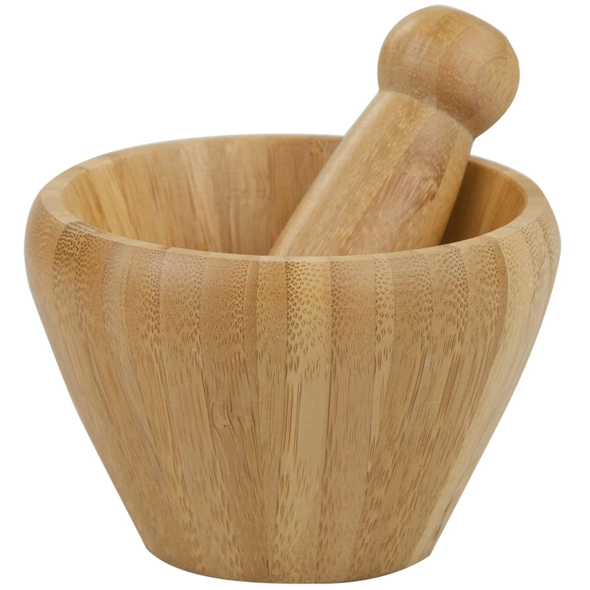 Home Basics Mortar and Pestle, Bamboo, Brown