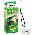 FUJIFILM QuickSnap Flash 400 Disposable 35mm Camera (1 Pack) Bonus Hand Strap + Quality Photo Microfiber Cloth