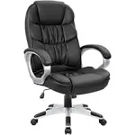 Homall Office Chair High Back Computer Chair Desk Chair, PU Leather Adjustable Height Modern Executive Swivel Task Chair with Padded Armrests and Lumbar Support (Gray)