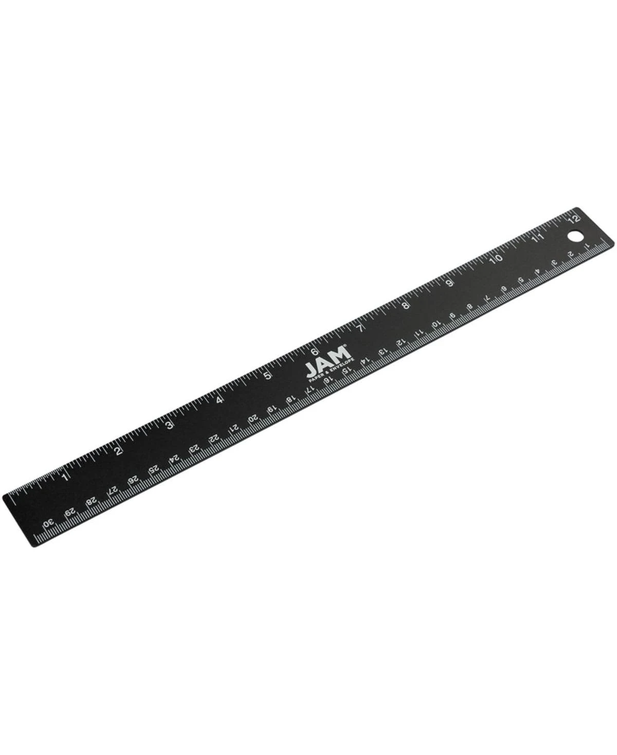 Jam Paper Stainless Steel 12" Ruler, Black (347M12BL)