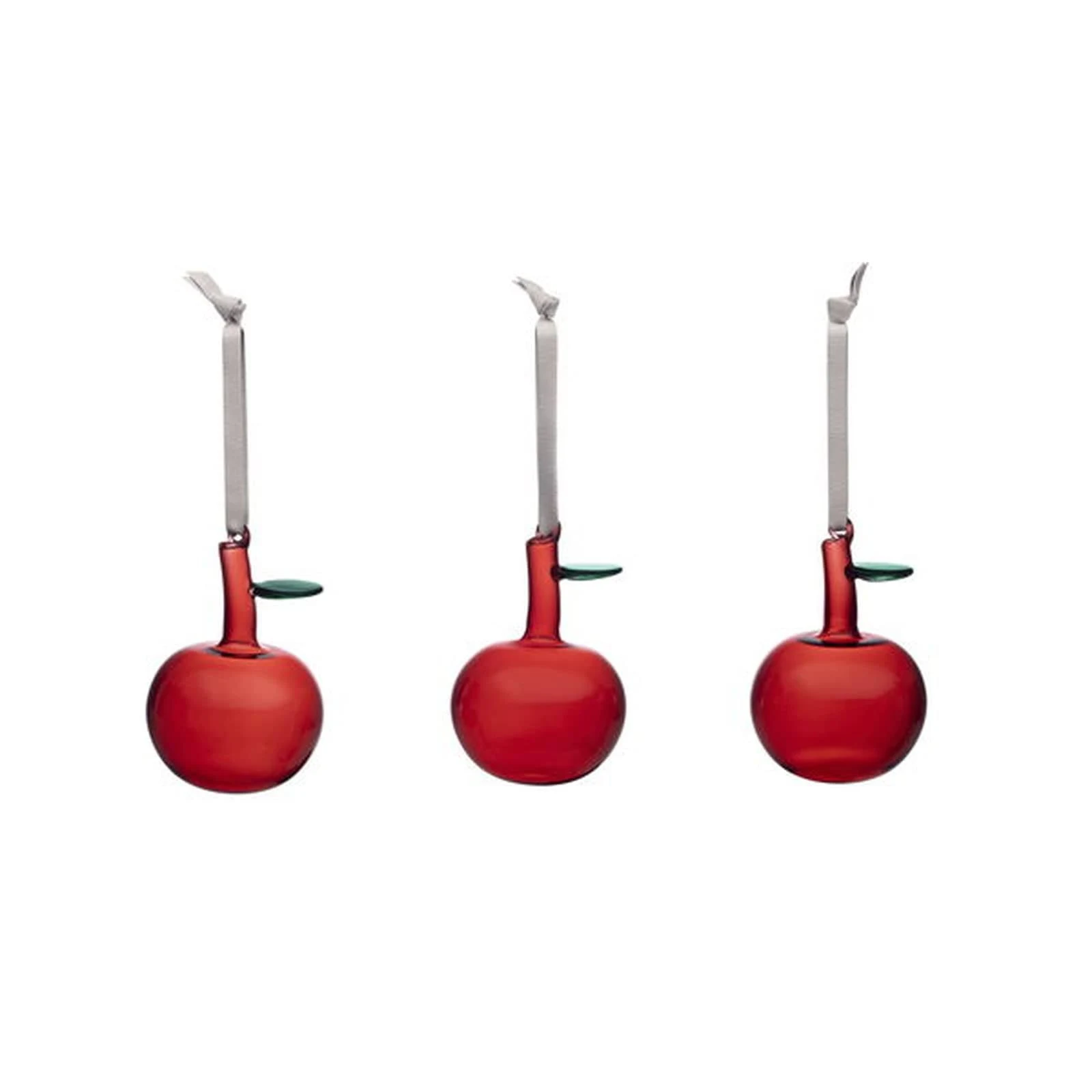 Red Glass Apples, Set of 3