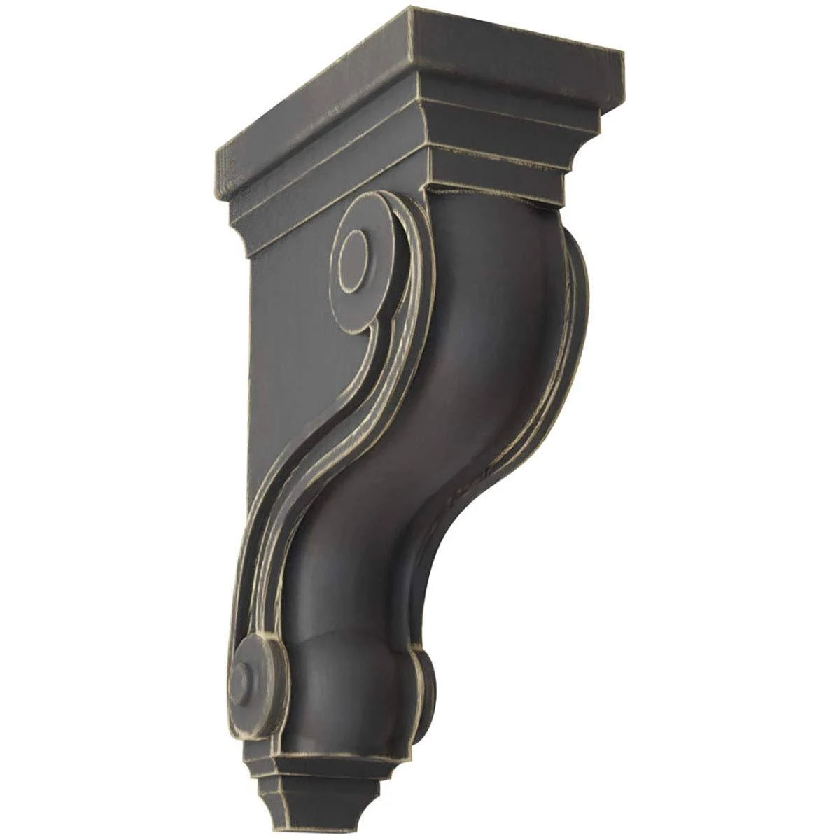 Ekena Millwork CORWD03X06X10TSBL Boston Traditional Scroll Vintage Decor Corbel, 3 3/8"W x 6 1/2"D x 10 1/2"H, Black