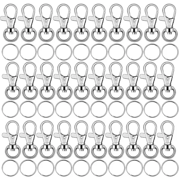 Key Chain Swivel Hooks, Anezus 100pcs Keychain Hardware Metal Swivel Snap Hook Lanyard Clips Hooks with Keychain Rings for Keychain Hardware and Lanyard Charms