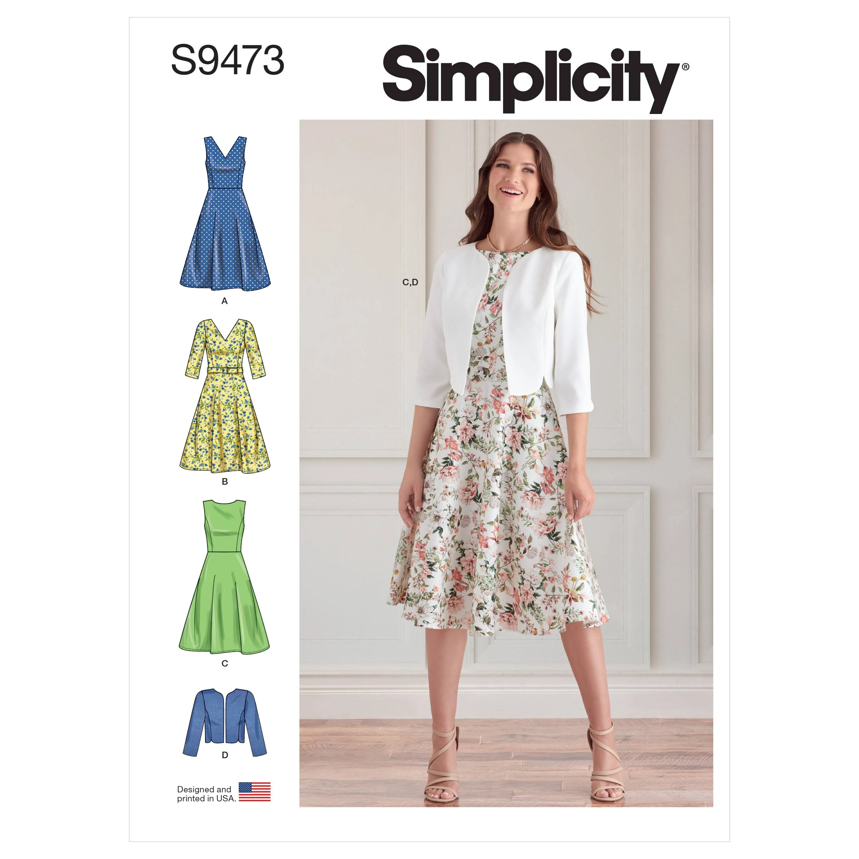 Simplicity Sewing Pattern 9473 Misses 6-14 Dress W/Flared Skirt 3 Style &amp; Jacket