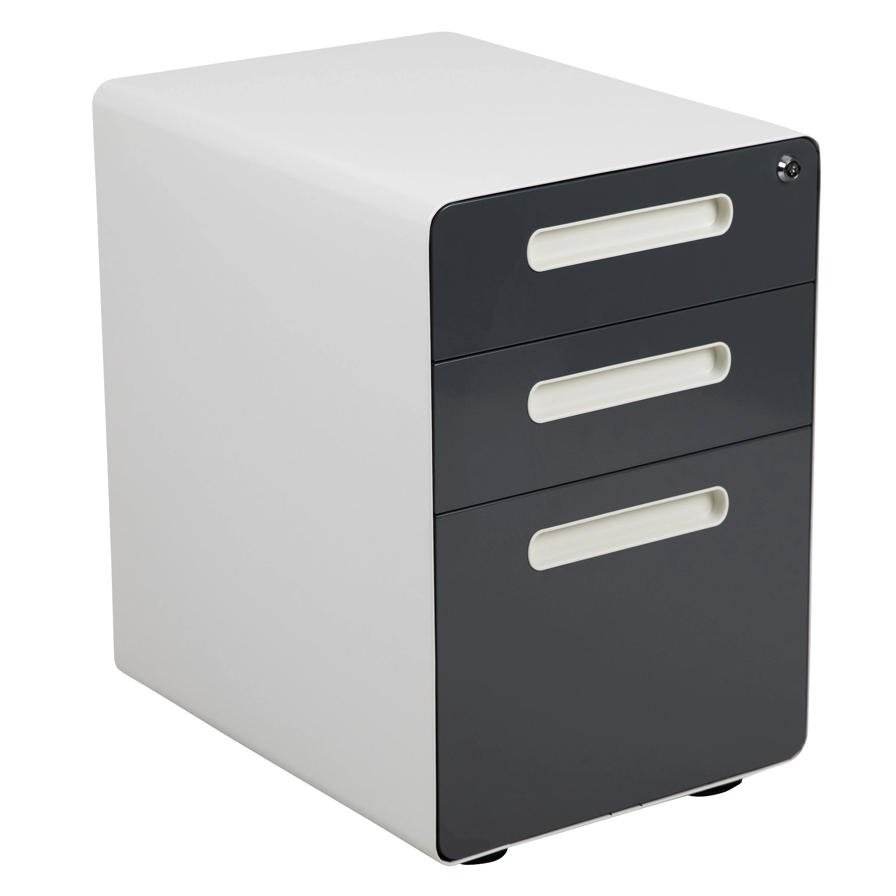 Flash Furniture HZ-AP535-02-DGY-WH-GG 16" W x 21" D x 24" H Gray 3-tiers Mobile Drawer Cabinet