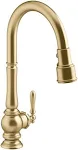 Kohler K-29709-VS Artifacts Touchless Kitchen Faucet with Pull Down Sprayer, Kitchen Sink Faucet in Vibrant Stainless