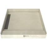 Tile Redi USA WF3636L-PVC WonderFall Trench Single Curb Shower Pan with Left ...