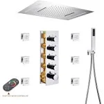 Music Thermostatic Shower System 64 Colors LED Shower Combo Set with Body Jet  | eBay