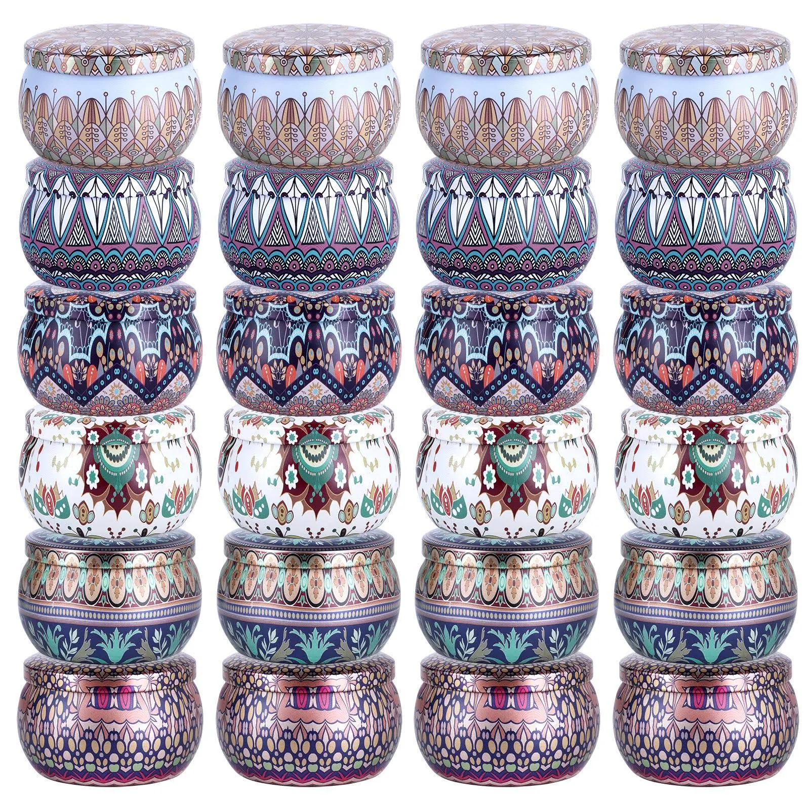 TOKSEO 24 Pieces DIY Candle Tins, 4 Oz Round Containers with Lids for Candle Making