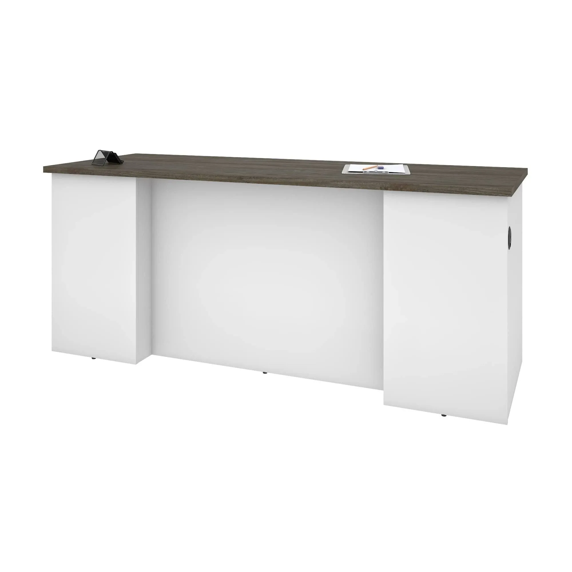 Bestar Norma 71W Desk Shell in Walnut Grey & White