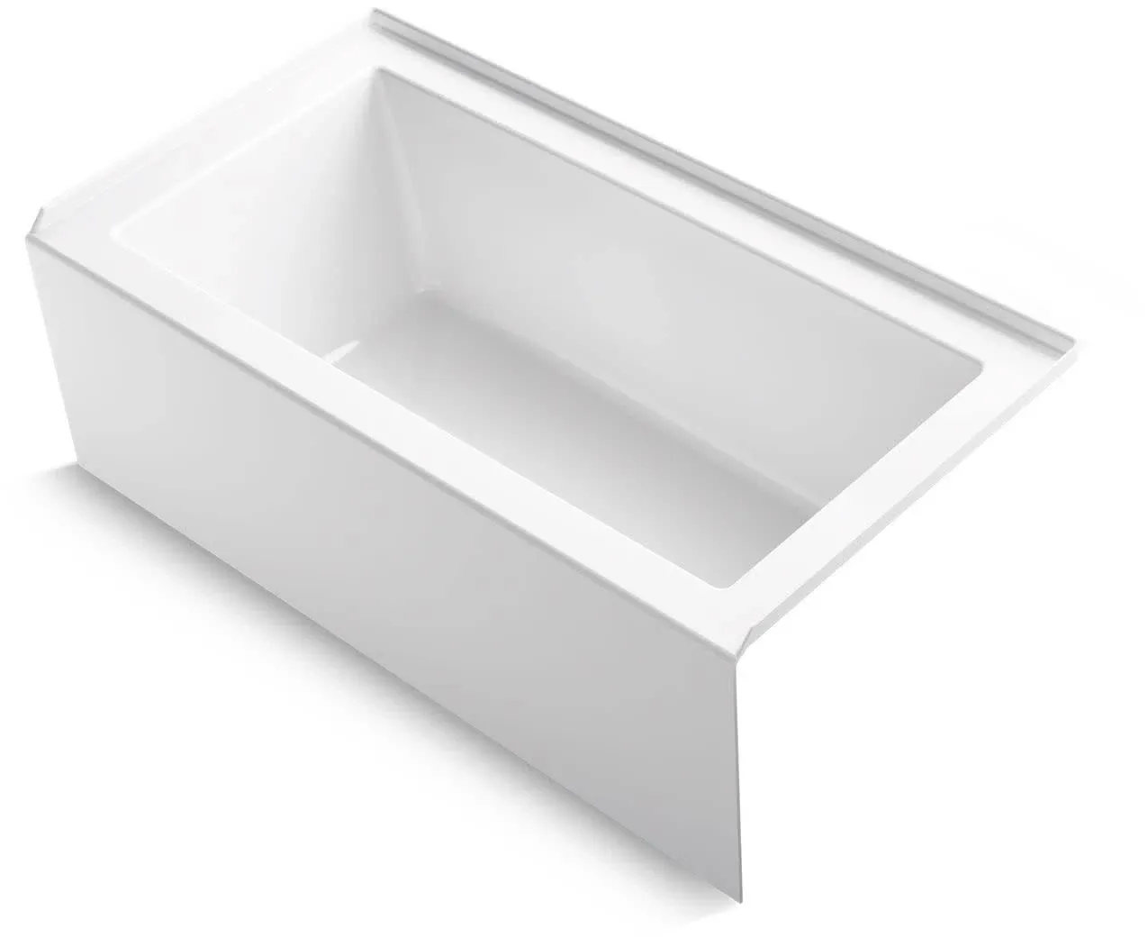 KOHLER K-1957-RA-0 Underscore Rectangle 60-Inch x 32-Inch Alcove Bath, Integral Flange and Right-Hand Drain, White