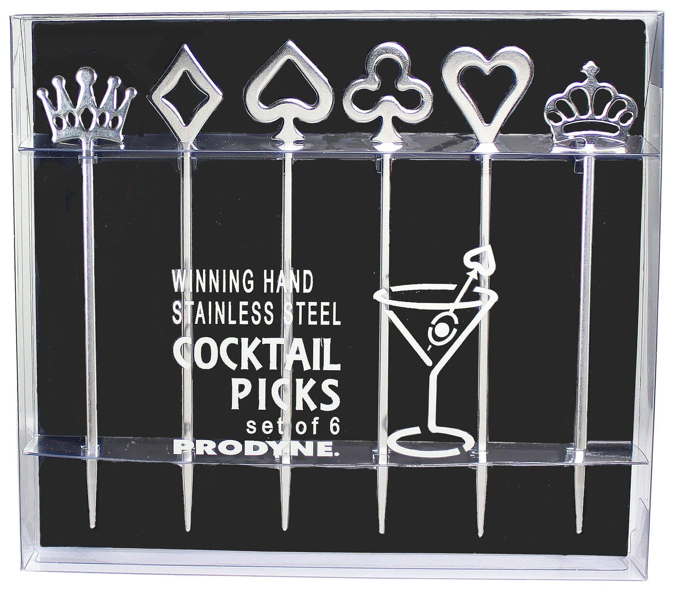 Prodyne MP-10 Winning Hand Cocktail Picks, Set of 6, Silver