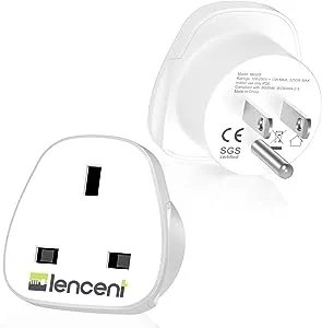 LENCENT UK to US America Plug Adapter, 2 Pack Grounded USA Visitors Travel Converter, Converts All Type G Plugs from United Kingdom UK Singapore Malaysia UAE Ireland Malta Hongkong and etc. (Type B)