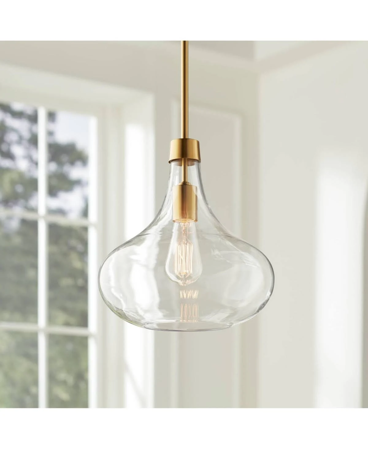 Possini Euro Design Asni Brass Mini Pendant Light 11" Wide Modern Clear Art Glass for Dining Room House Foyer Kitchen Island Entryway Bedroom Home