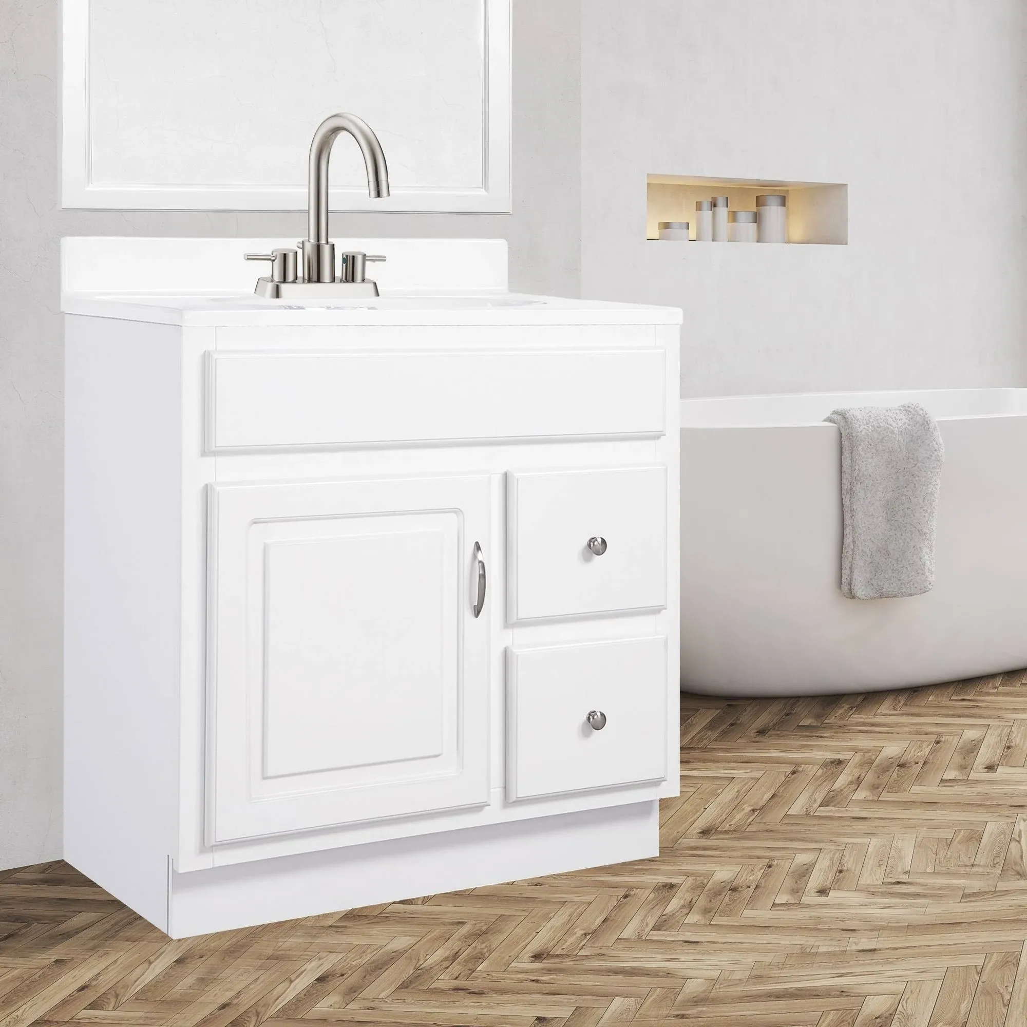 Design House 587014 Concord 1-Door 2-Drawer Bathroom Vanity without Top, Unassembled, 30x21, White