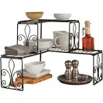 BrylaneHome Scroll 2-Tier Corner Shelf - Black