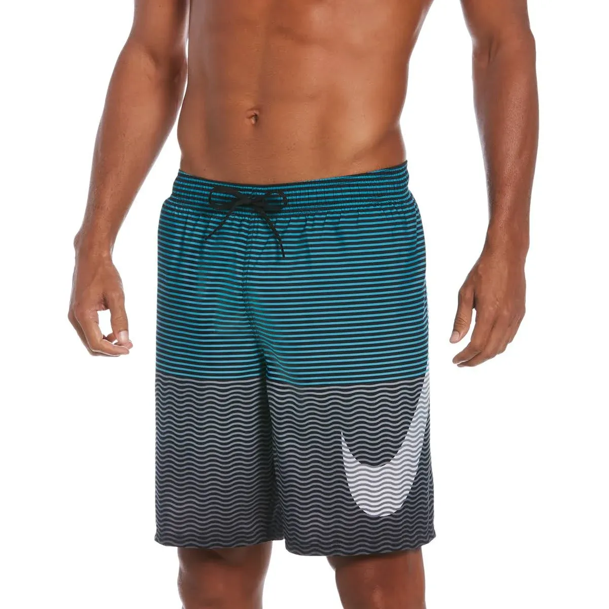 Nike Swim Men&#039;s Horizon Stripe 9&#034; Volley Shorts Black