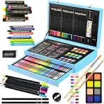 Sunnyglade 145 Piece Deluxe Art Set Wooden Art Box & Drawing Kit with Crayons Oil ...