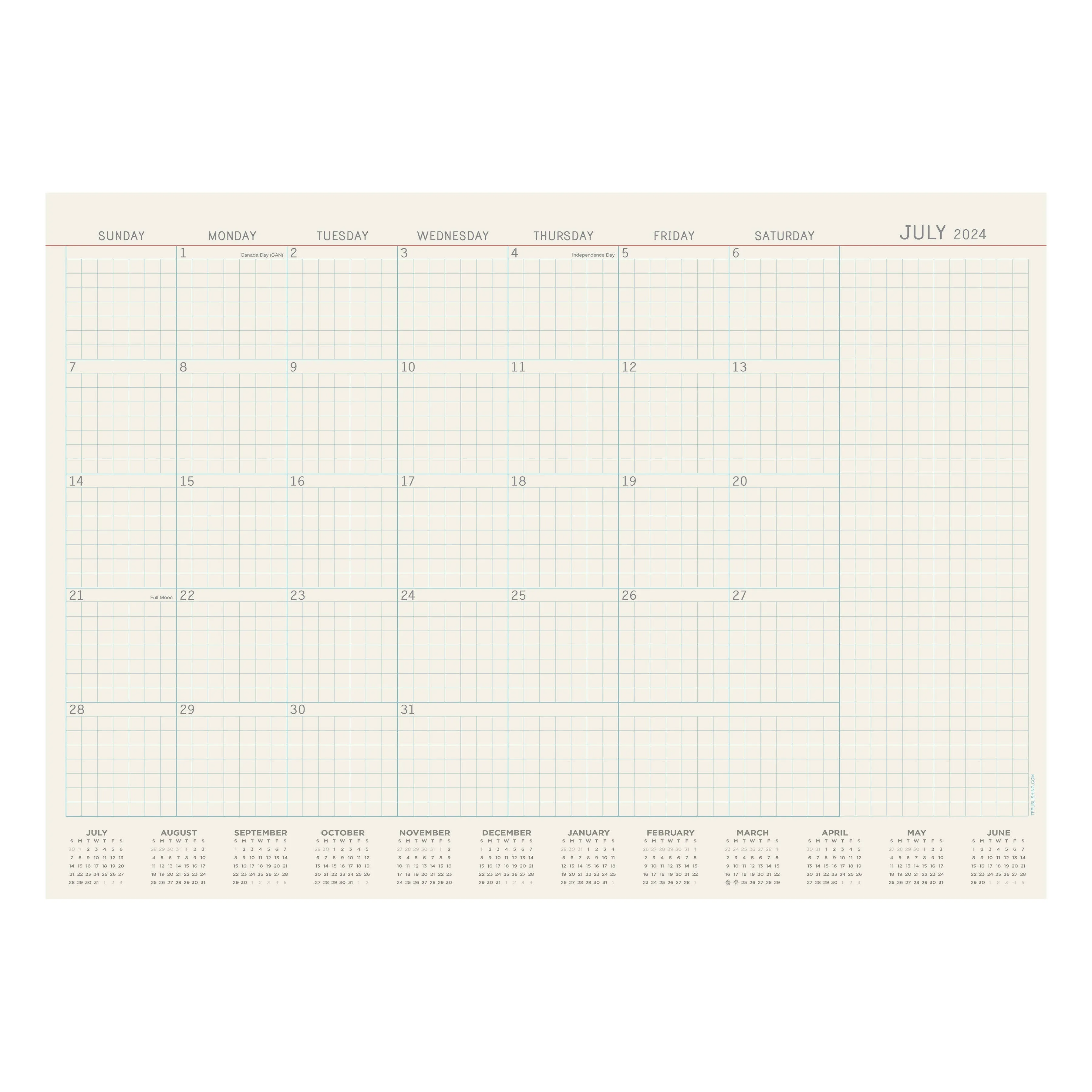 July 2024 - June 2025 Vintage Professional Medium Desk Pad Monthly Blotter Calendar