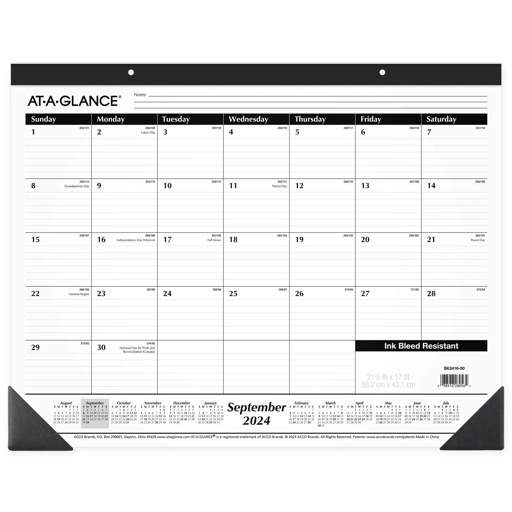 AT-A-GLANCE Academic Monthly Desk Pad Calendar