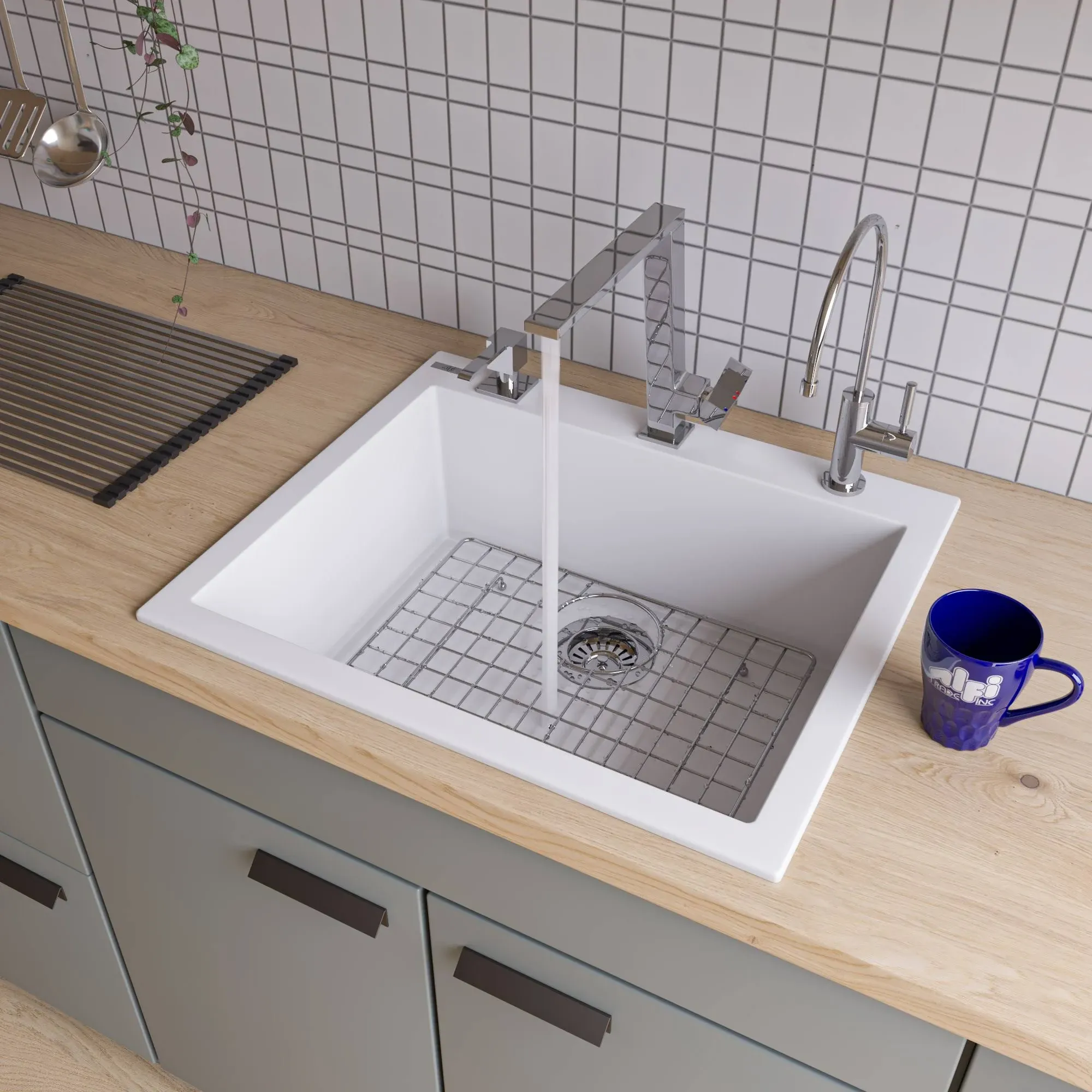 ALFI brand AB2420DI Alfi Trade 23-5/8&#034; Drop In Single Basin - Black