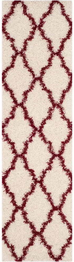 Safavieh Dallas Shag Giusy Trellis 1.5-inch Thick Rug (2'3" x 12' Runner - Ivory/Red)