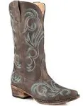 Roper Footwear Women&#39;s Brown With All Over Embroidery Snip Toe Boot