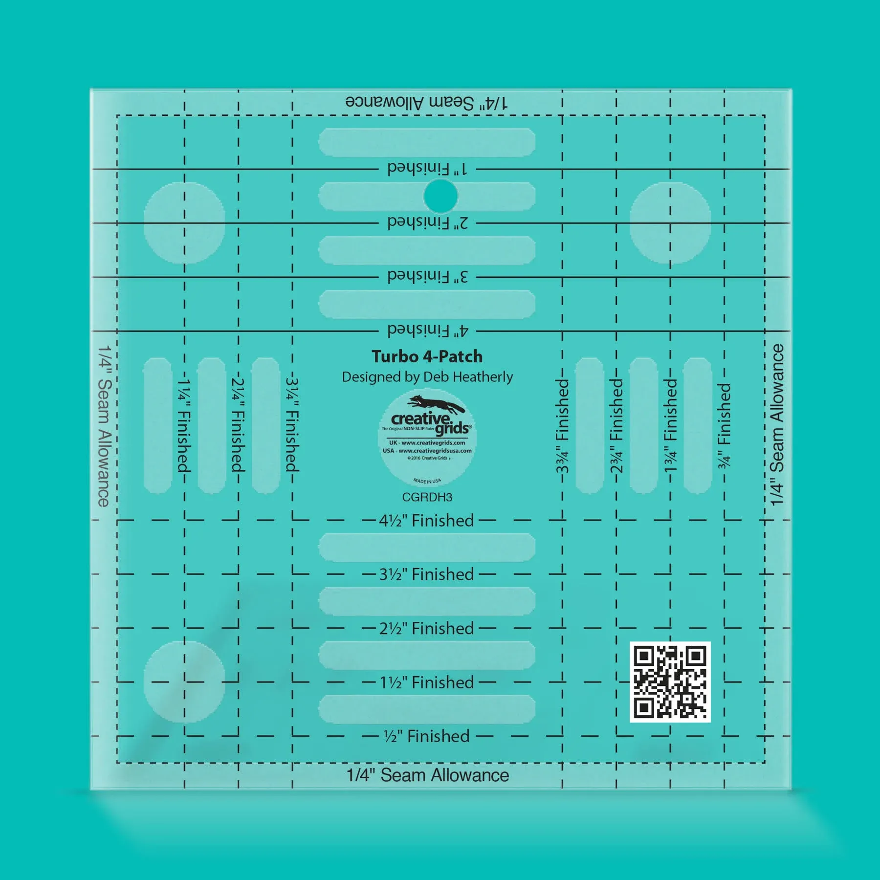 Creative Grids Turbo 4-Patch Template Quilt Ruler - CGRDH3