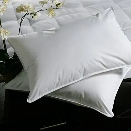 Luxurious Premium Goose Down Pillow - 100% Egyptian Cotton Cover, Medium Firm, King Size, White Color