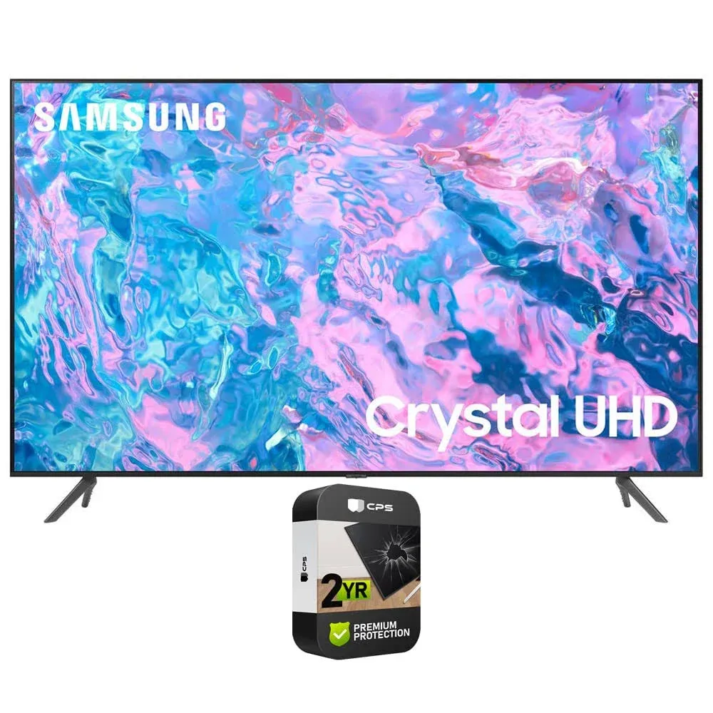 Samsung UN55CU7000FXZA 55 inch Crystal UHD 4K Smart TV 2023 (Renewed) Bundle with 2 YR CPS Enhanced Protection Pack