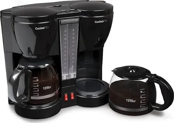 Cucinapro Double Coffee Brewer Station - Dual Coffee Maker Brews Two 12-Cup Pots