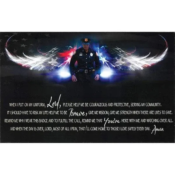 Dicksons The Police Officer's Prayer Stars and Stripes 14 x 9 Wood Wall Sign Plaque