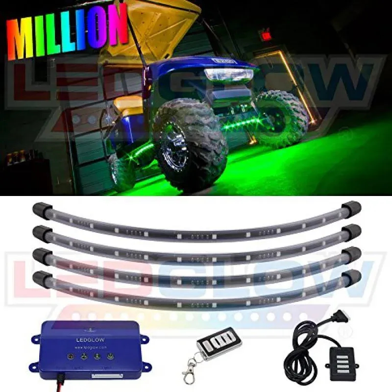 4pc LEDGLOW MILLION COLOR LED GOLF CART LED UNDERGLOW LIGHT KIT w 108 LEDs 12v