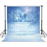 LYWYGG 5X7FT Ice and Snow White World Photography Backdrops Background Christmas Winter Frozen Snow Ice Crystal Pendant World for Children Photo Studio Props Backdrop CP-13