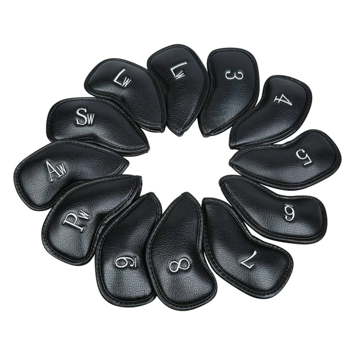 12pcs Soft Thick Leather Golf Club Iron Head Cover For Taylormade Callaway 3-SW