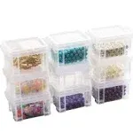 9pcs Mini Plastic Transparent Storage Box With Lid, Reusable Craft Bin Container, Multipurpose Organizer For Beads, Jewelry, Nail Art, And Small Accessories - Clear Plastic Material