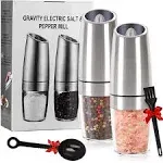 Banic Gravity Electric Salt and Pepper Grinder Set, Automatic Salt and Pepper Mill, Battery-Operated with Adjustable Coarseness, Premi