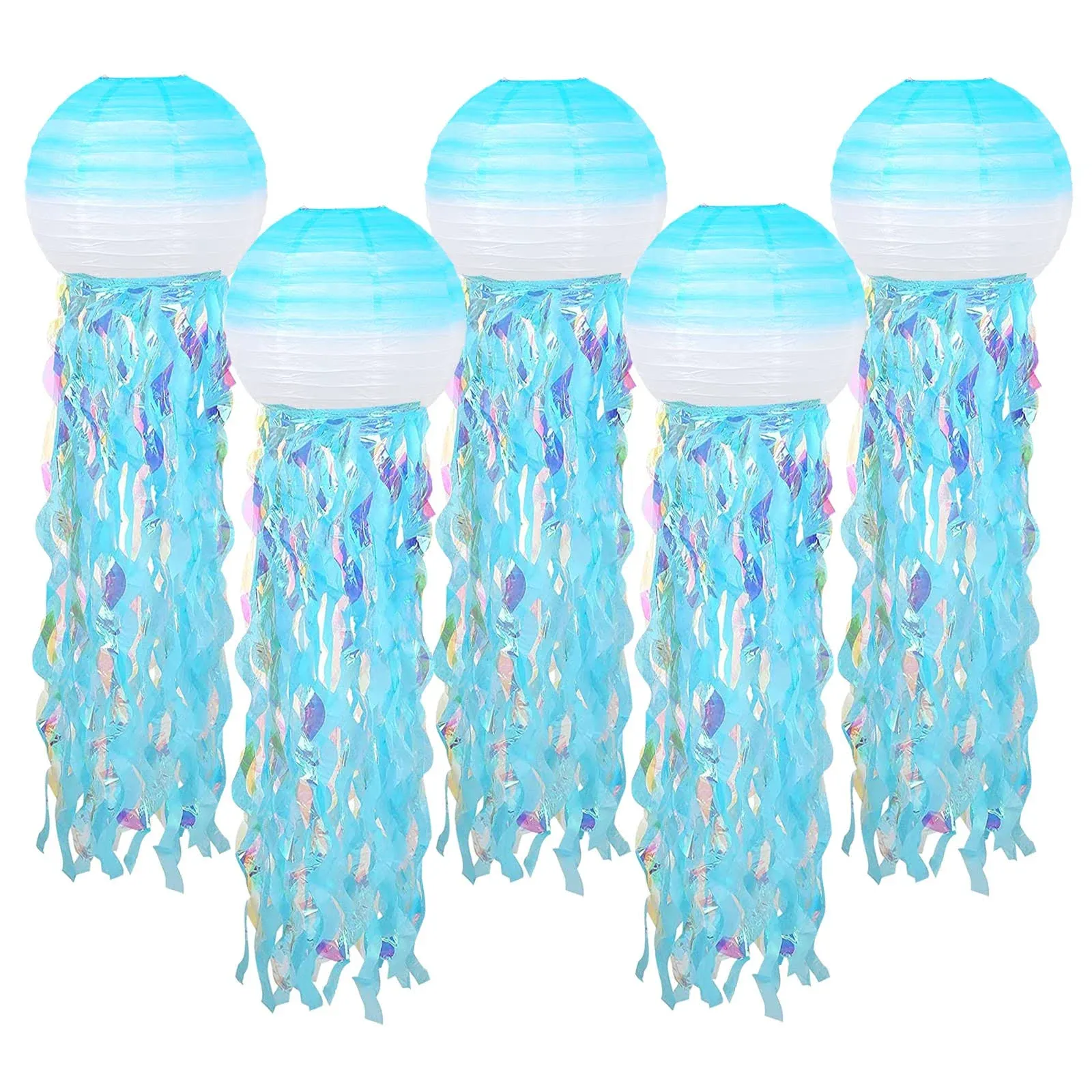 ADLKGG Hanging Jelly Fish Paper Lanterns, Gradient Colorful Blue Paper Lanterns ...